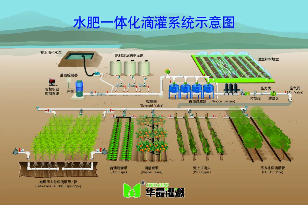 水肥一體化滴灌系統(tǒng)示意圖